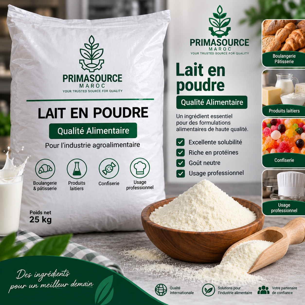 Lait en poudre pour l’industrie agroalimentaire au Maroc - Primasource Maroc