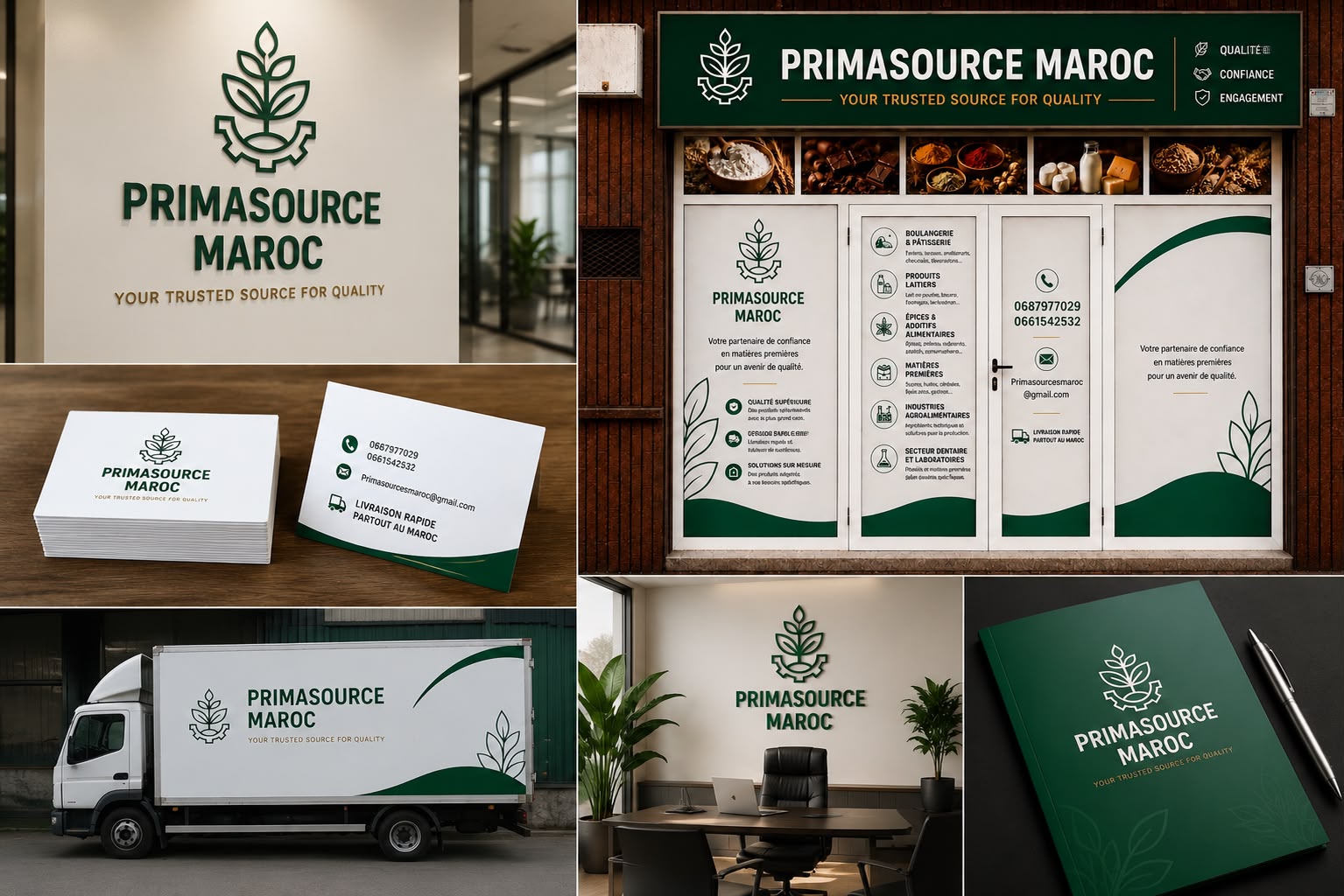 Identité visuelle et point de contact Primasource Maroc